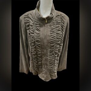 St. John suede jacket, taupe, size large